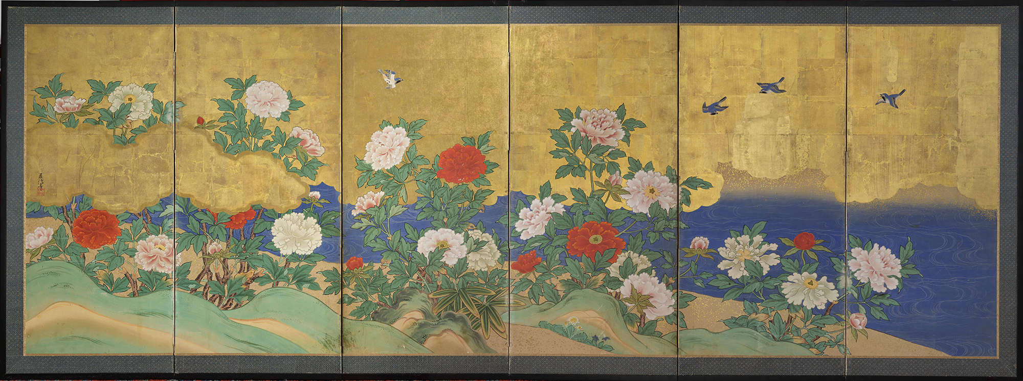 six panel Japanese Screen